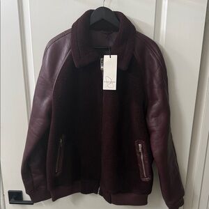 River Island Faux Leather & Shearling Jacket
